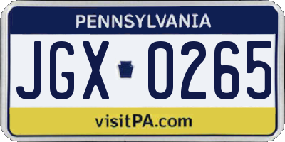 PA license plate JGX0265