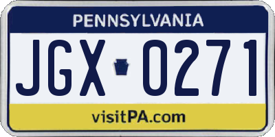 PA license plate JGX0271