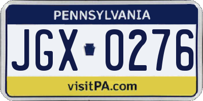 PA license plate JGX0276
