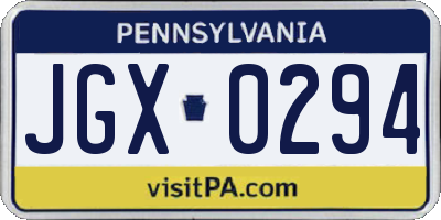 PA license plate JGX0294