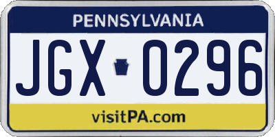 PA license plate JGX0296