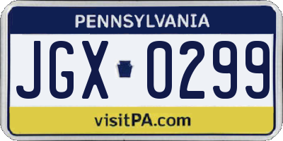 PA license plate JGX0299