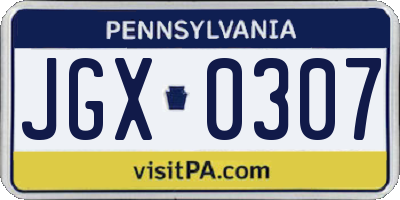 PA license plate JGX0307