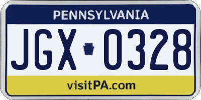 PA license plate JGX0328