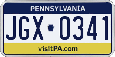 PA license plate JGX0341