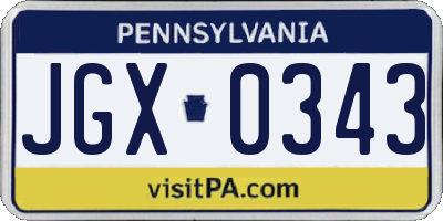 PA license plate JGX0343