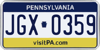 PA license plate JGX0359