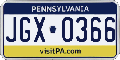 PA license plate JGX0366