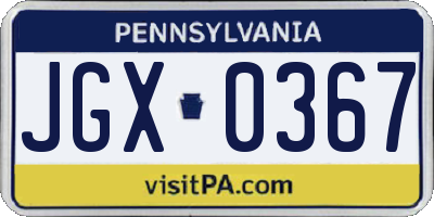 PA license plate JGX0367