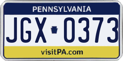 PA license plate JGX0373