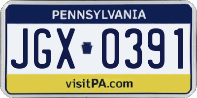 PA license plate JGX0391