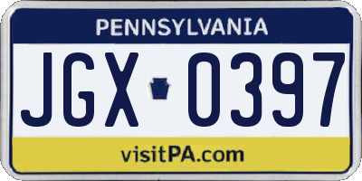 PA license plate JGX0397