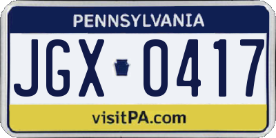 PA license plate JGX0417