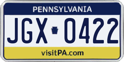 PA license plate JGX0422