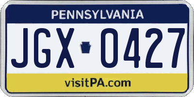 PA license plate JGX0427