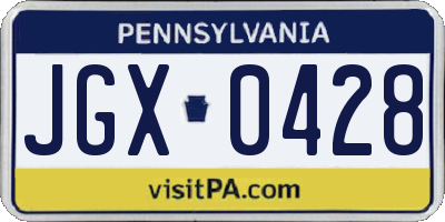 PA license plate JGX0428
