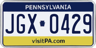 PA license plate JGX0429