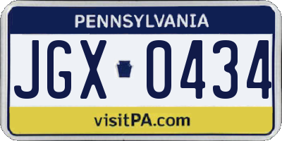 PA license plate JGX0434
