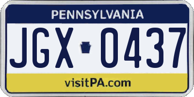 PA license plate JGX0437
