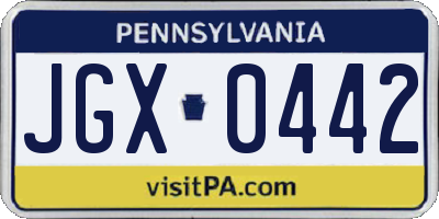 PA license plate JGX0442