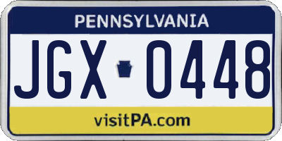 PA license plate JGX0448
