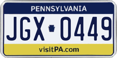 PA license plate JGX0449