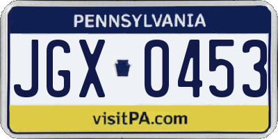 PA license plate JGX0453