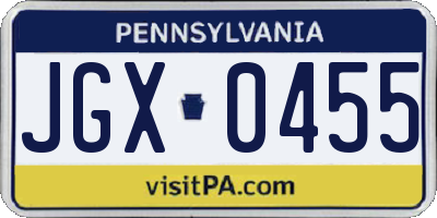 PA license plate JGX0455