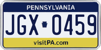 PA license plate JGX0459