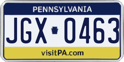 PA license plate JGX0463