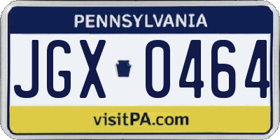 PA license plate JGX0464