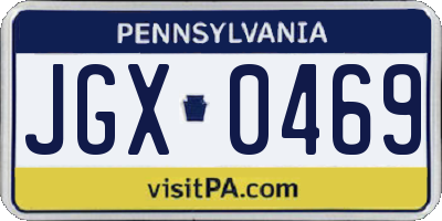 PA license plate JGX0469