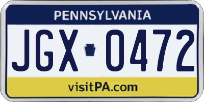 PA license plate JGX0472