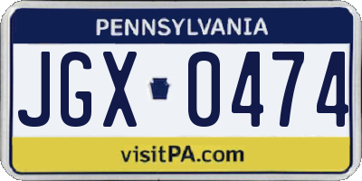 PA license plate JGX0474