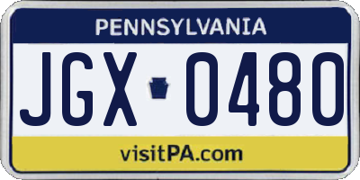 PA license plate JGX0480