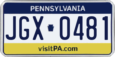 PA license plate JGX0481