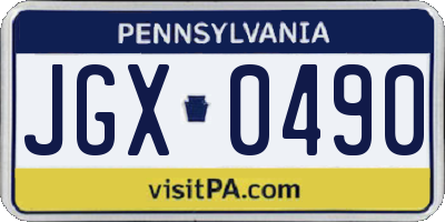 PA license plate JGX0490
