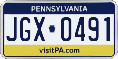 PA license plate JGX0491