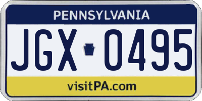 PA license plate JGX0495