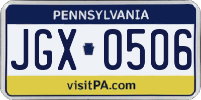 PA license plate JGX0506