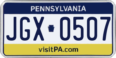 PA license plate JGX0507