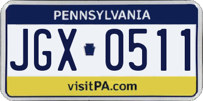 PA license plate JGX0511