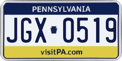 PA license plate JGX0519