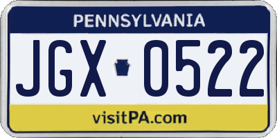 PA license plate JGX0522