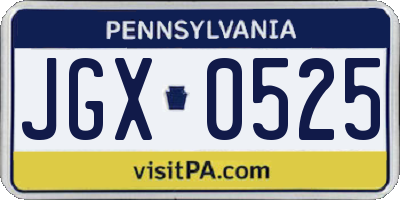 PA license plate JGX0525