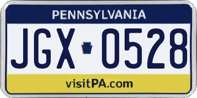 PA license plate JGX0528