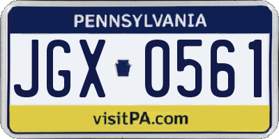 PA license plate JGX0561