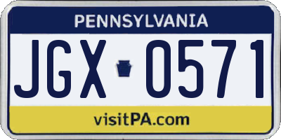 PA license plate JGX0571