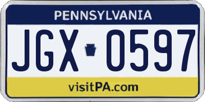 PA license plate JGX0597