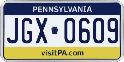 PA license plate JGX0609